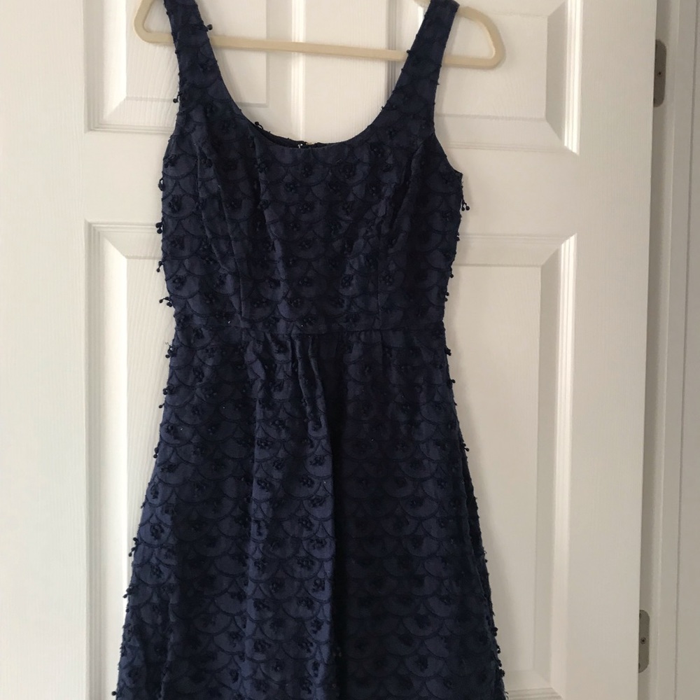 Vineyard Vines Navy Scallop Embroidered Dress